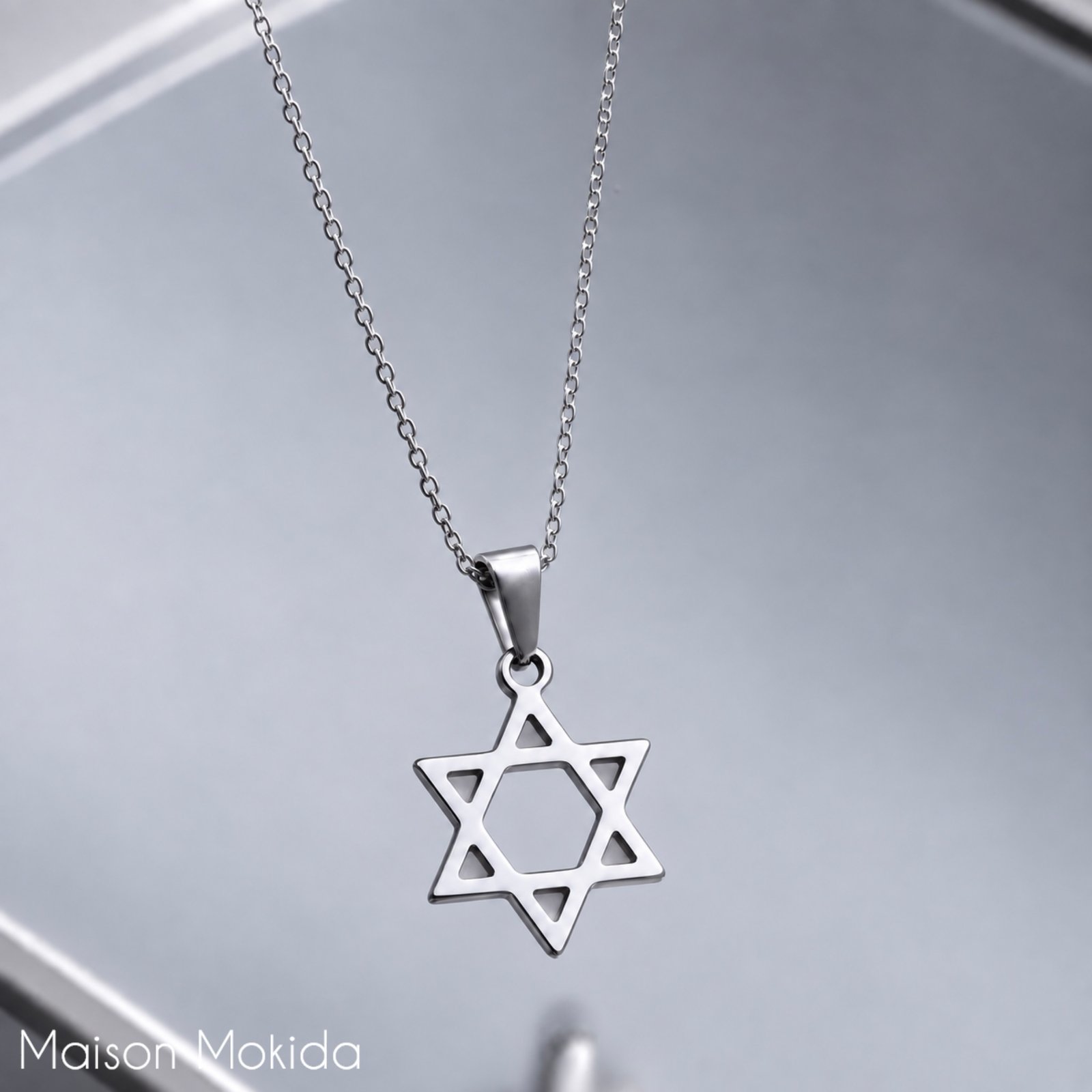 Chaîne étoile de David - couleur argent 🔗