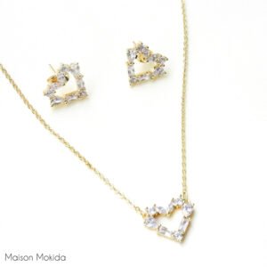 Ensemble cœur doré scintillant