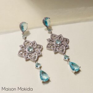 Boucles d’oreilles style rosace en zircon et cuivre  / tige d’oreille en argent 925 E. ( hypoallegénique ) -Qualité durable !