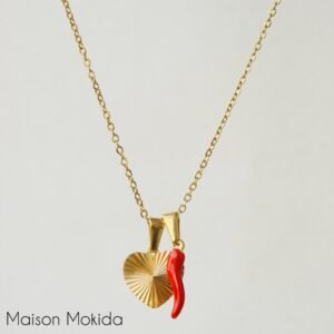 Chaîne coeur soleil et piment rouge